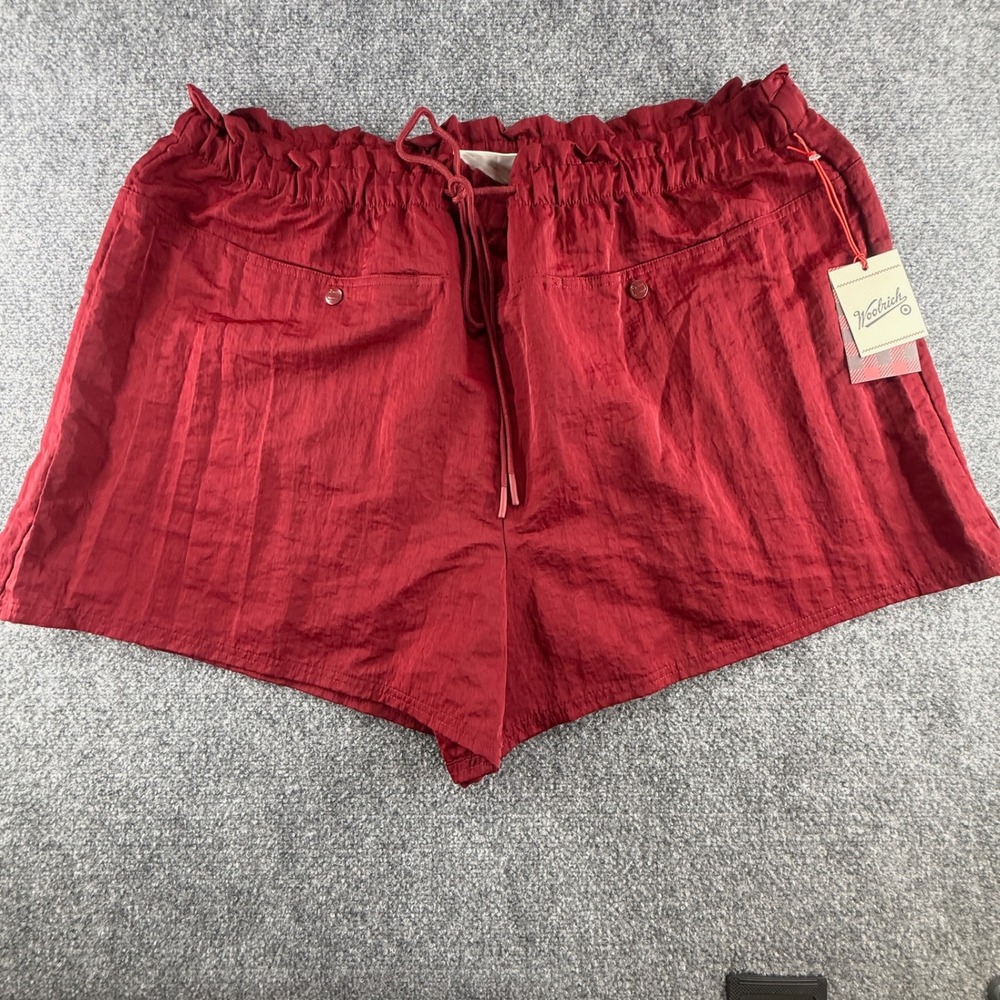 Woolrich x Target Red Paperbag Waist Shorts Plus Size 2X Drawstring Nylon Blend
